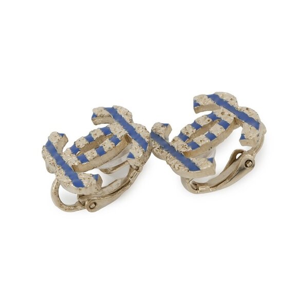 CHANEL CC Logo Earring Metal Gold/Blue - Picture 10 of 10